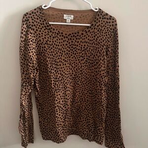 J. Crew Teddie Women's Brown Leopard Print Top
